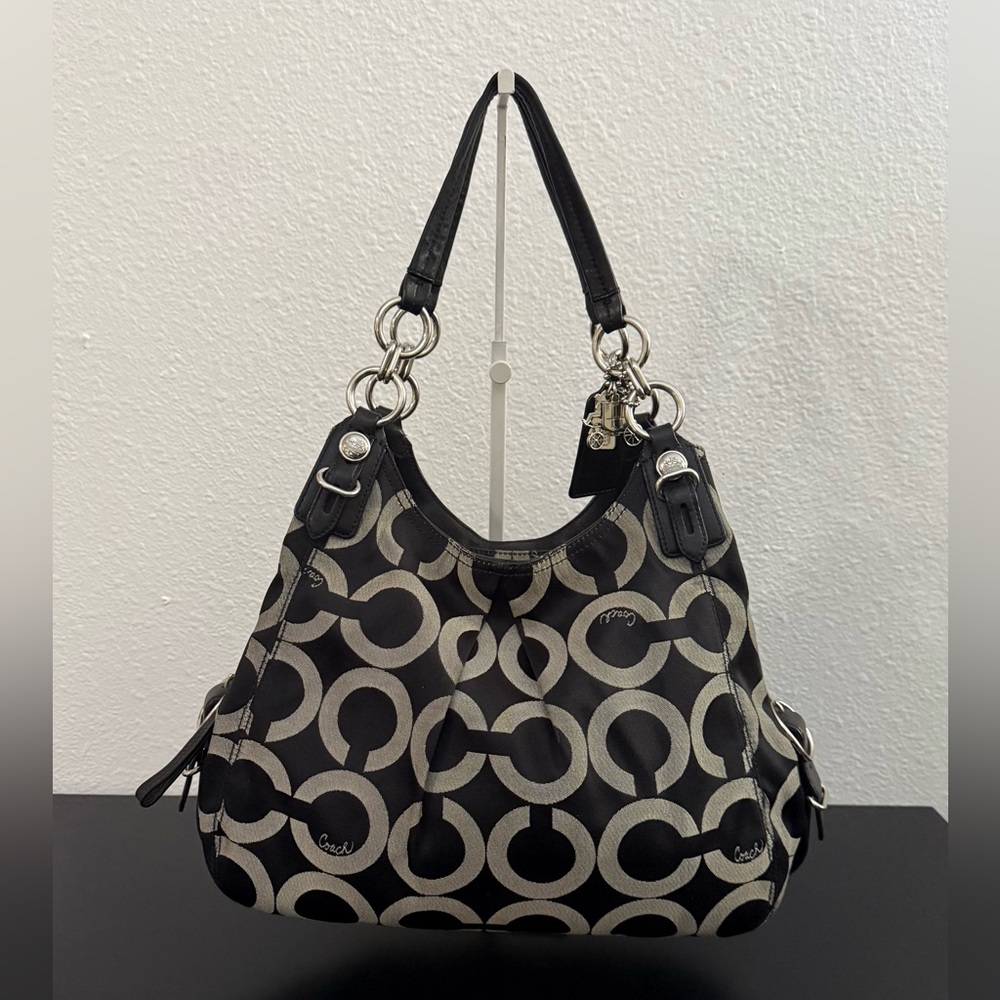 Coach Maggie CC Black and Gray Shoulder Bag No. 15757